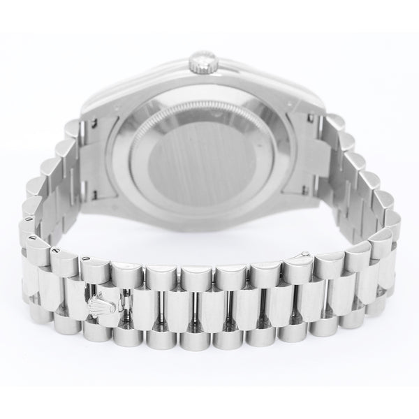 Rolex President Day-Date II Men's 18k White Gold Watch Silver Dial 218239