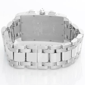 Cartier Tank Americaine 18k White Gold Chronograph Diamond Watch 2339