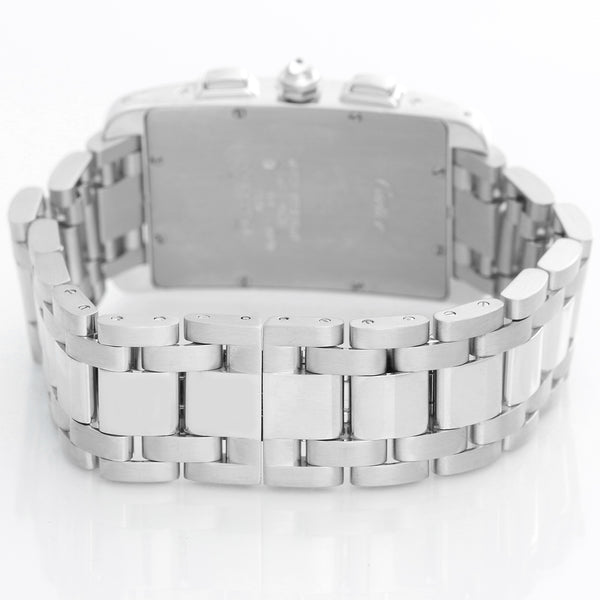 Cartier Tank Americaine 18k White Gold Chronograph Diamond Watch 2339