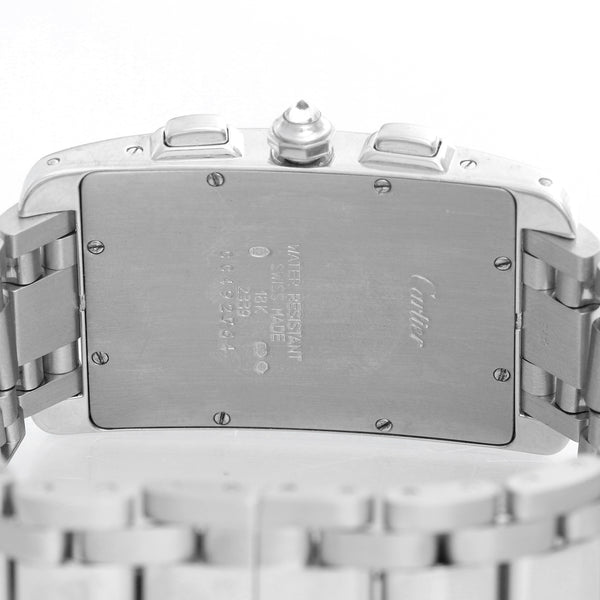 Cartier Tank Americaine 18k White Gold Chronograph Diamond Watch 2339