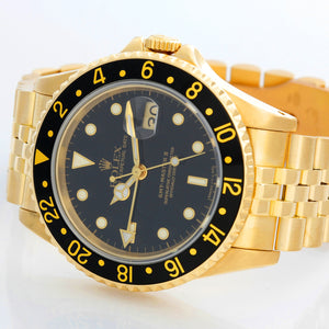 Rolex GMT - Master II 18K Yellow Gold Watch 16718 Black Dial