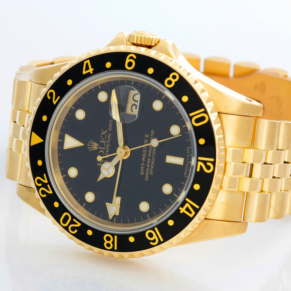 Rolex GMT - Master II 18K Yellow Gold Watch 16718 Black Dial