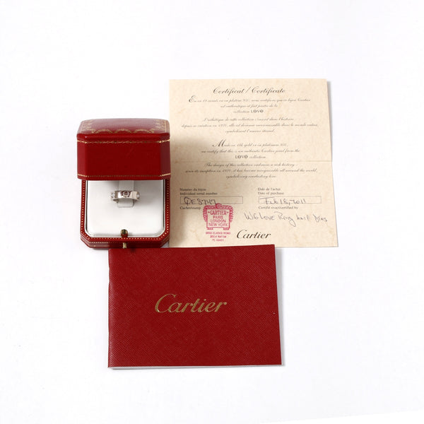 Cartier Love 18k White Gold & Diamond Wedding Ring Band Sz. 7