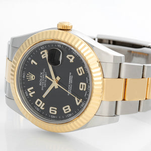Rolex Datejust II Men's 2-Tone 41mm Watch 116333 Black Arabic Dial