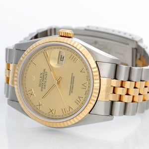 Men's 2-Tone Steel & Gold Rolex Datejust Watch 16233 Champagne Dial