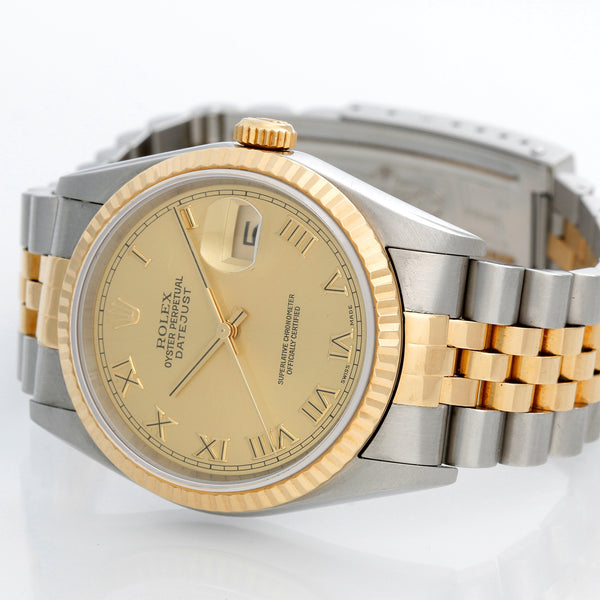Men's 2-Tone Steel & Gold Rolex Datejust Watch 16233 Champagne Dial