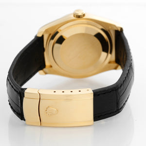 Rolex Datejust 18k Yellow Gold Men's Watch on Leather Strap Band 116138