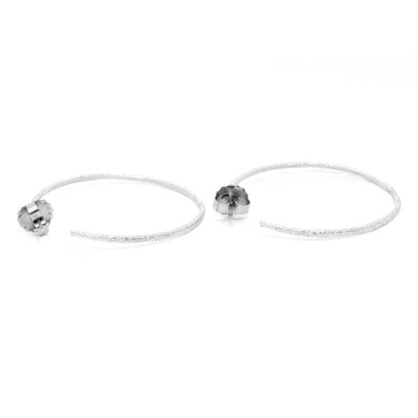 18K White Gold Hammered Earring Hoops