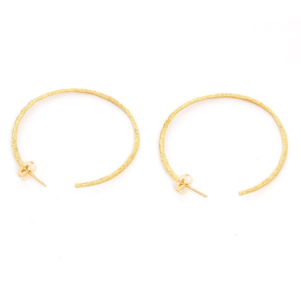 18K Yellow Gold Hammered Earring Hoops