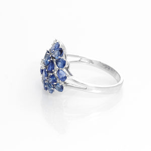 Pear Sapphire and Diamond 14K White Gold Ring Size 8