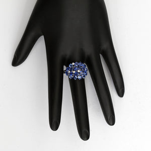 Pear Sapphire and Diamond 14K White Gold Ring Size 8