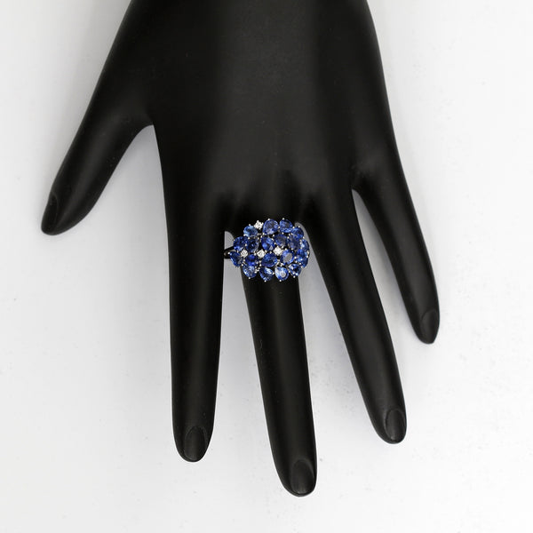 Pear Sapphire and Diamond 14K White Gold Ring Size 8