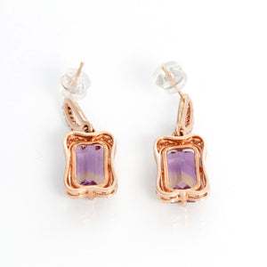 14K Rose Gold Halo Ametrine Earrings