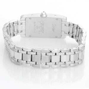 Cartier Tank Americaine (or American) Ladies White Gold Diamond Watch WB7018L1