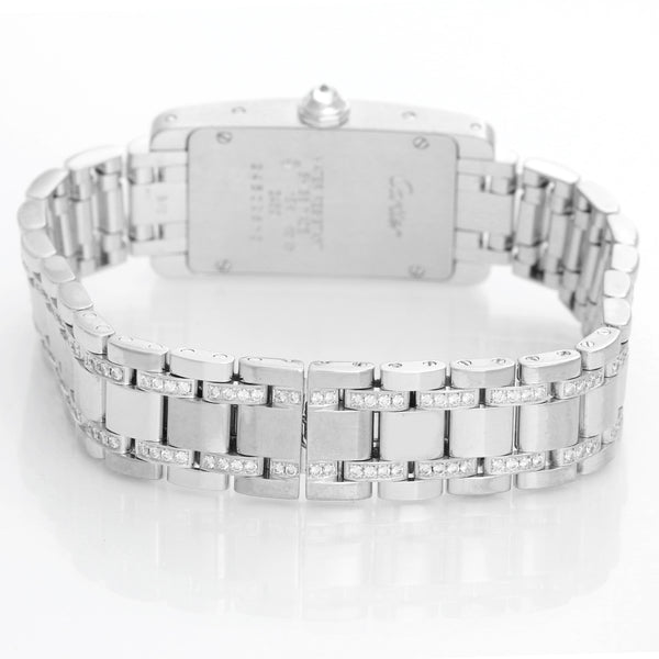 Cartier Tank Americaine (or American) Ladies White Gold Diamond Watch WB7018L1