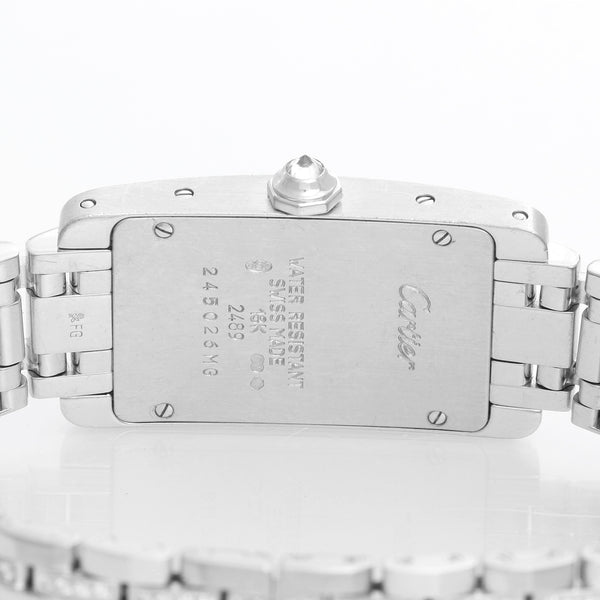 Cartier Tank Americaine (or American) Ladies White Gold Diamond Watch WB7018L1