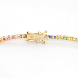 14K Yellow Gold Rainbow Sapphire Bracelet