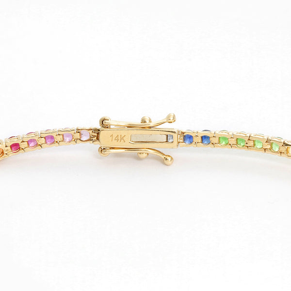 14K Yellow Gold Rainbow Sapphire Bracelet