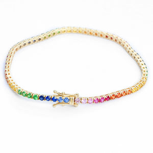 14K Yellow Gold Rainbow Sapphire Bracelet