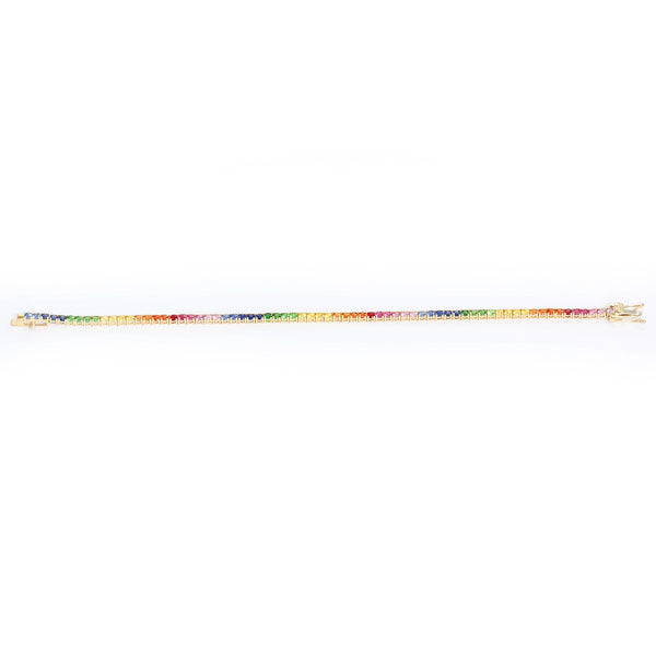 14K Yellow Gold Rainbow Sapphire Bracelet
