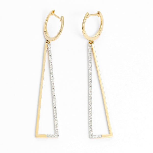 Triangular 14K Yellow Gold Diamond Earrings