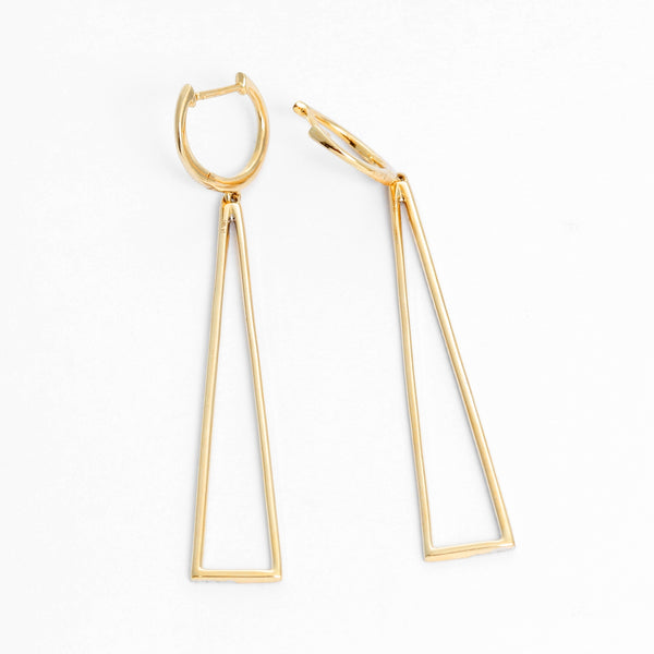 Triangular 14K Yellow Gold Diamond Earrings
