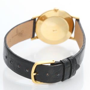 Vintage Patek Philippe Calatrava 18k Yellow Gold Black Crocodile Strap Watch 3470