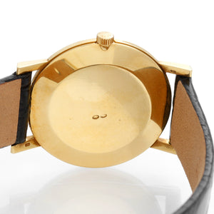 Vintage Patek Philippe Calatrava 18k Yellow Gold Black Crocodile Strap Watch 3470