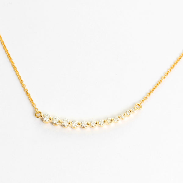 Curved Diamond Bar Necklace