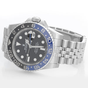 Men's Rolex GMT - Master II Stainless Steel Watch Black/Blue Bezel Batman 116710 (116710B)