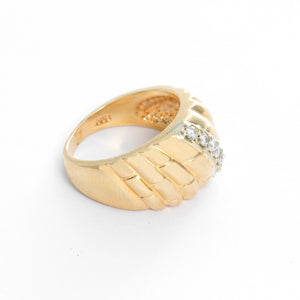 Beautiful 14K Yellow Gold and Diamond Dome Ring