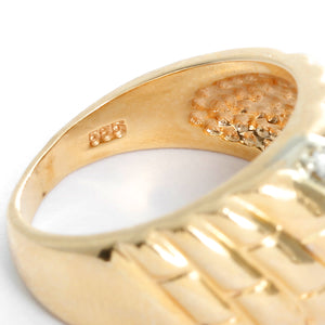 Beautiful 14K Yellow Gold and Diamond Dome Ring