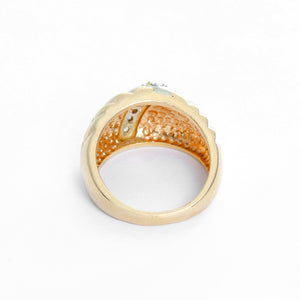 Beautiful 14K Yellow Gold and Diamond Dome Ring
