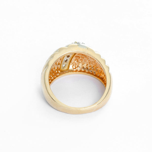 Beautiful 14K Yellow Gold and Diamond Dome Ring