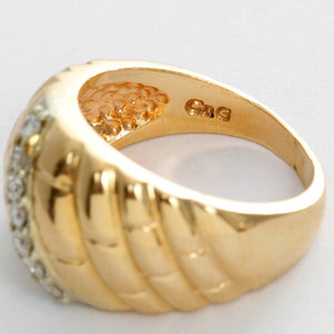 Beautiful 14K Yellow Gold and Diamond Dome Ring