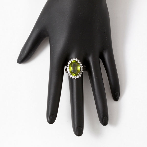 Peridot and Diamond Ring Size 9