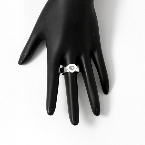 18K White Gold Chopard Heart Diamond Ring SZ 8.5