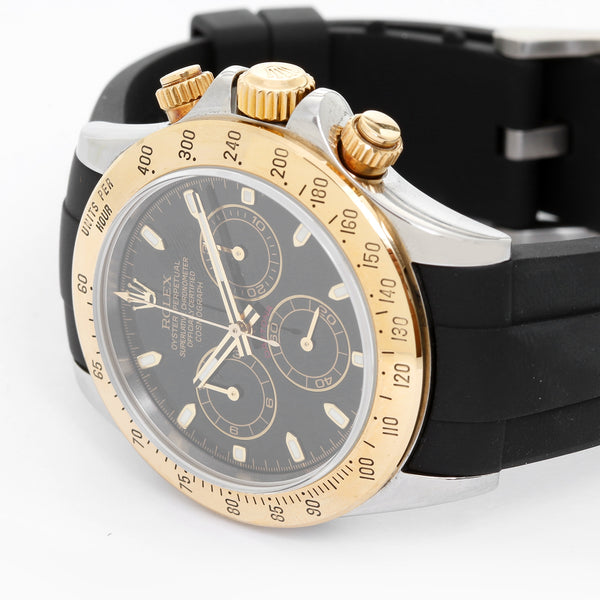 Rolex Daytona Steel & Gold 2-Tone Men's Watch Black Rubber Strap  116523
