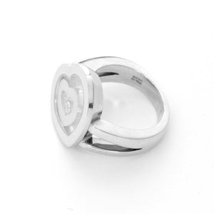 18K White Gold Chopard Heart inside Heart  Ring SZ 7.5