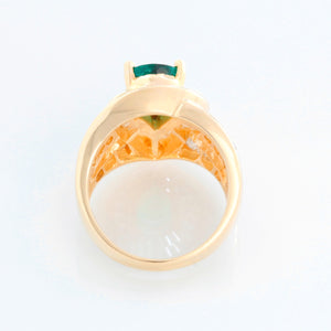 Emerald and Diamond Fashion 14K Yellow Gold Ring Size 7 1/4