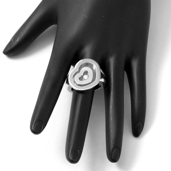 18K White Gold Chopard Heart inside Heart  Ring SZ 7.5