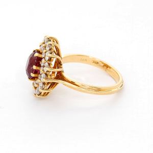 18K Yellow Gold Ruby and Diamong Cocktail Ring Ring SZ 6.75