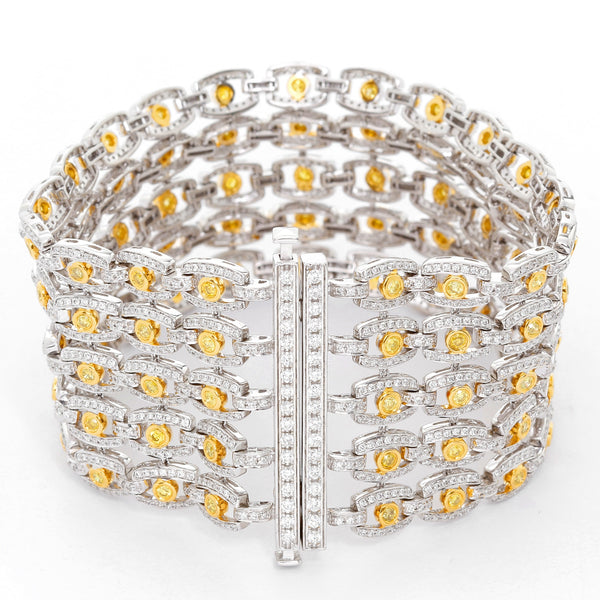 18K Titanium Diamond Bracelet with Yellow Diamonds