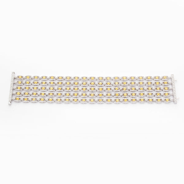 18K Titanium Diamond Bracelet with Yellow Diamonds