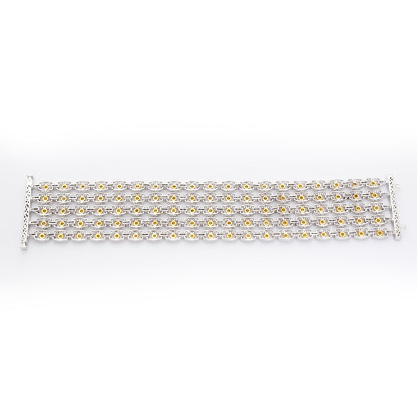 18K Titanium Diamond Bracelet with Yellow Diamonds