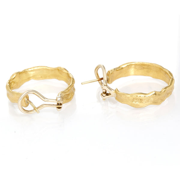 Rare Jean Mahie 22K Yellow Gold Hoops