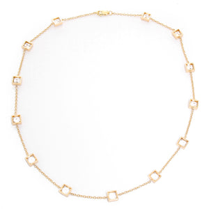 14K Yellow Gold White Topaz Yard Diamond by a Yard Necklace