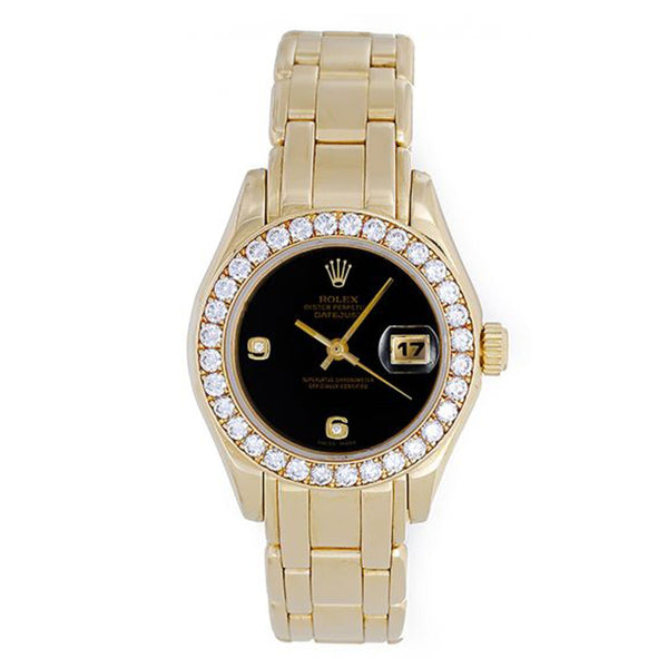 Rolex Ladies Masterpiece/Pearlmaster Gold Diamond Watch 69298