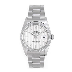 Rolex Datejust Men's Stainless Steel Watch 16220 Silver Tapestry Dial