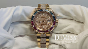Rolex GMT-Master II Everose Gold Diamond Bracelet Sapphire & Ruby Watch 126755SARU